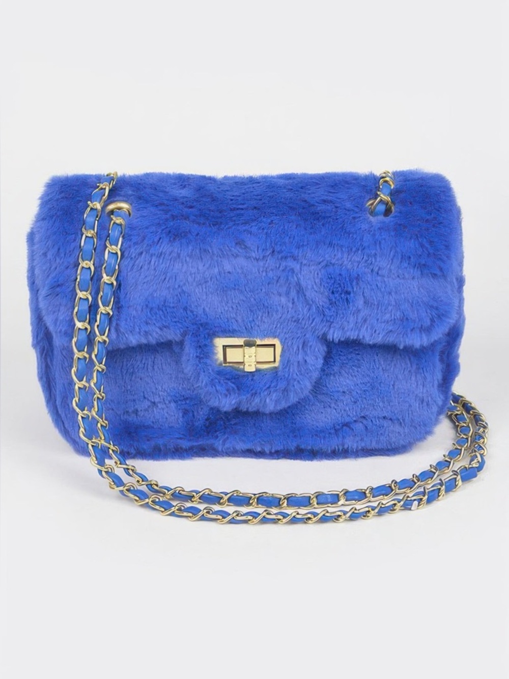 Faux Wool Flap Shoulder Bag